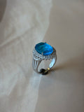 Blue Oval Ring 925 Silver