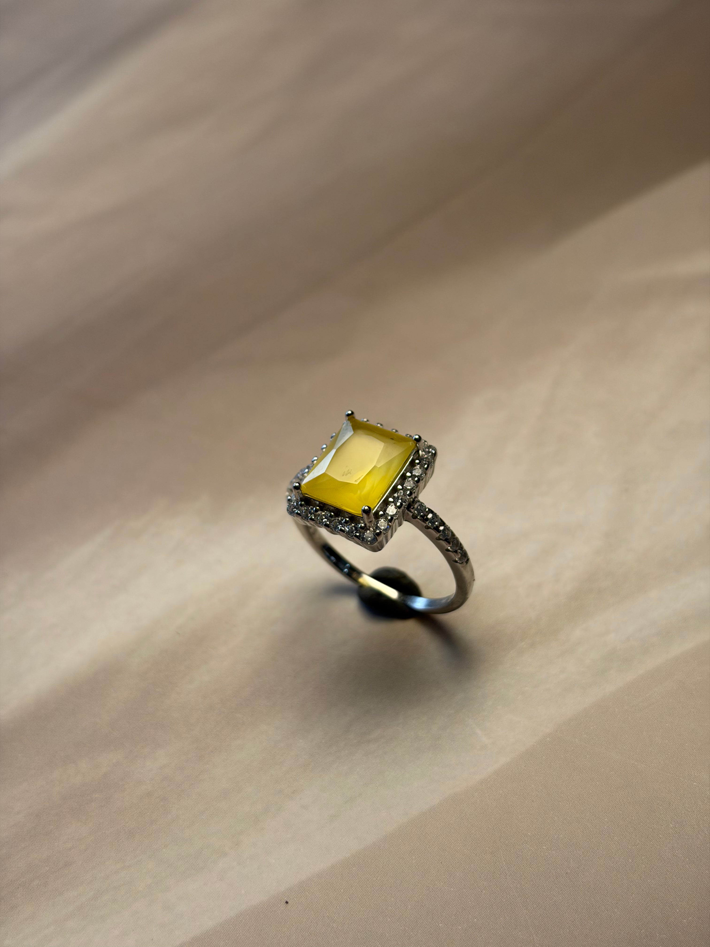 Yellow Stone Ring 925 Silver