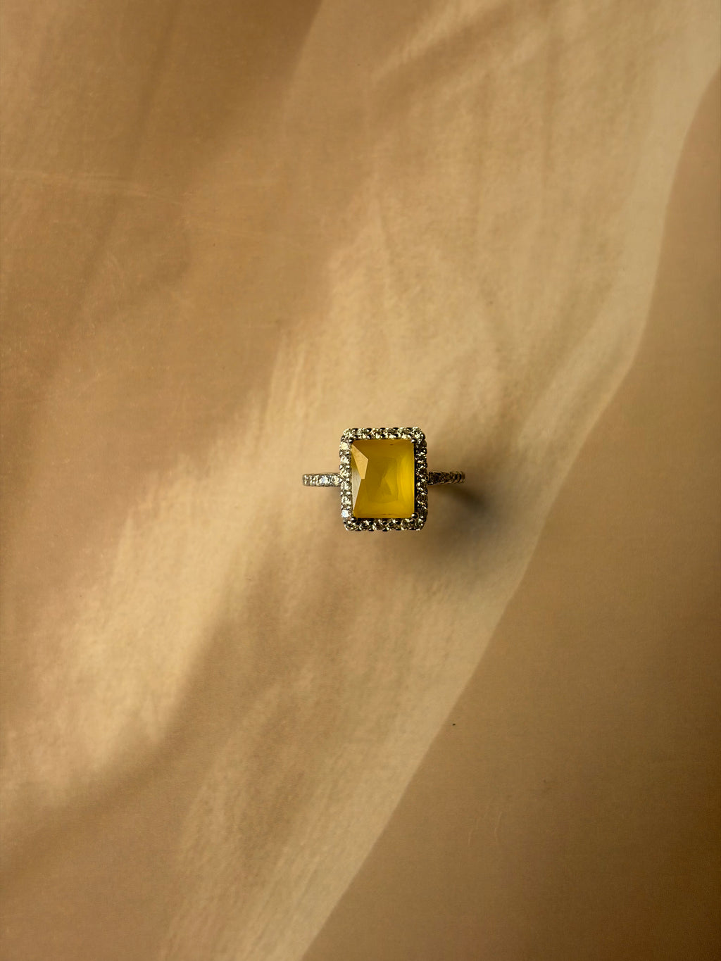 Yellow Stone Ring 925 Silver