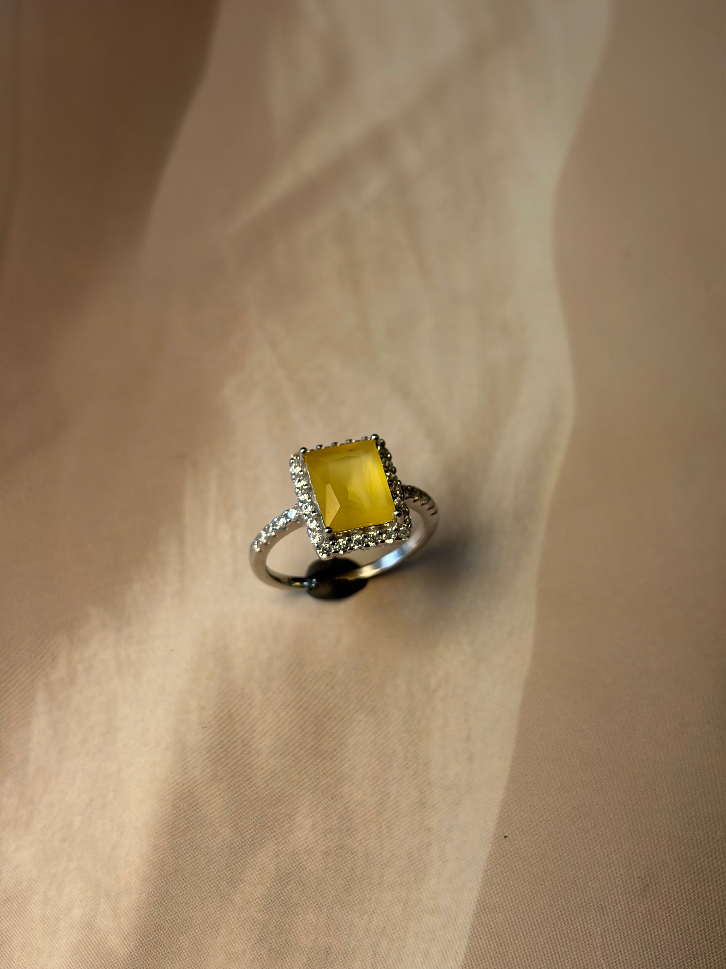 Yellow Stone Ring 925 Silver
