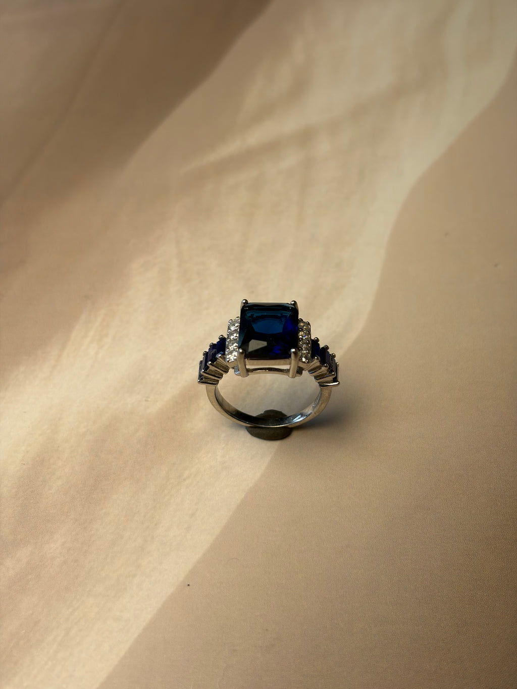 Blue Rectangle Ring 925 Silver