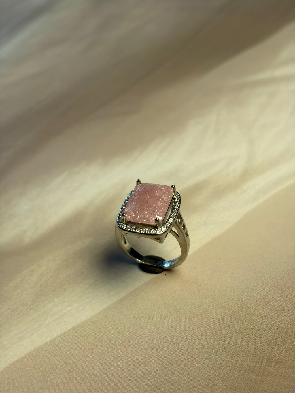 Pink Rectangle Ring 925 Silver