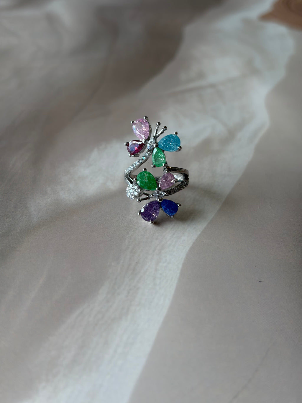 Butterfly Garden 925 Silver Statement Ring