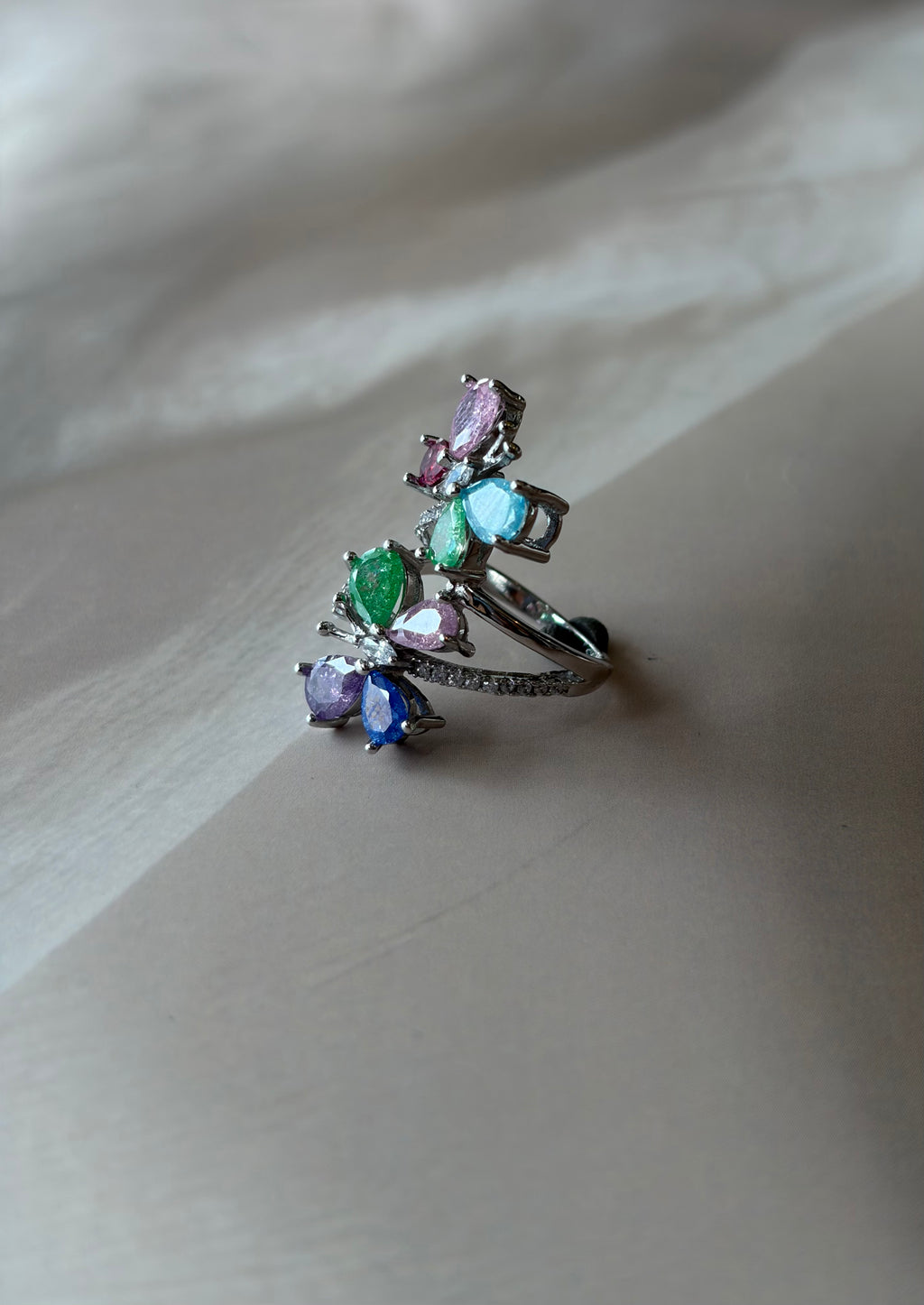 Butterfly Garden 925 Silver Statement Ring