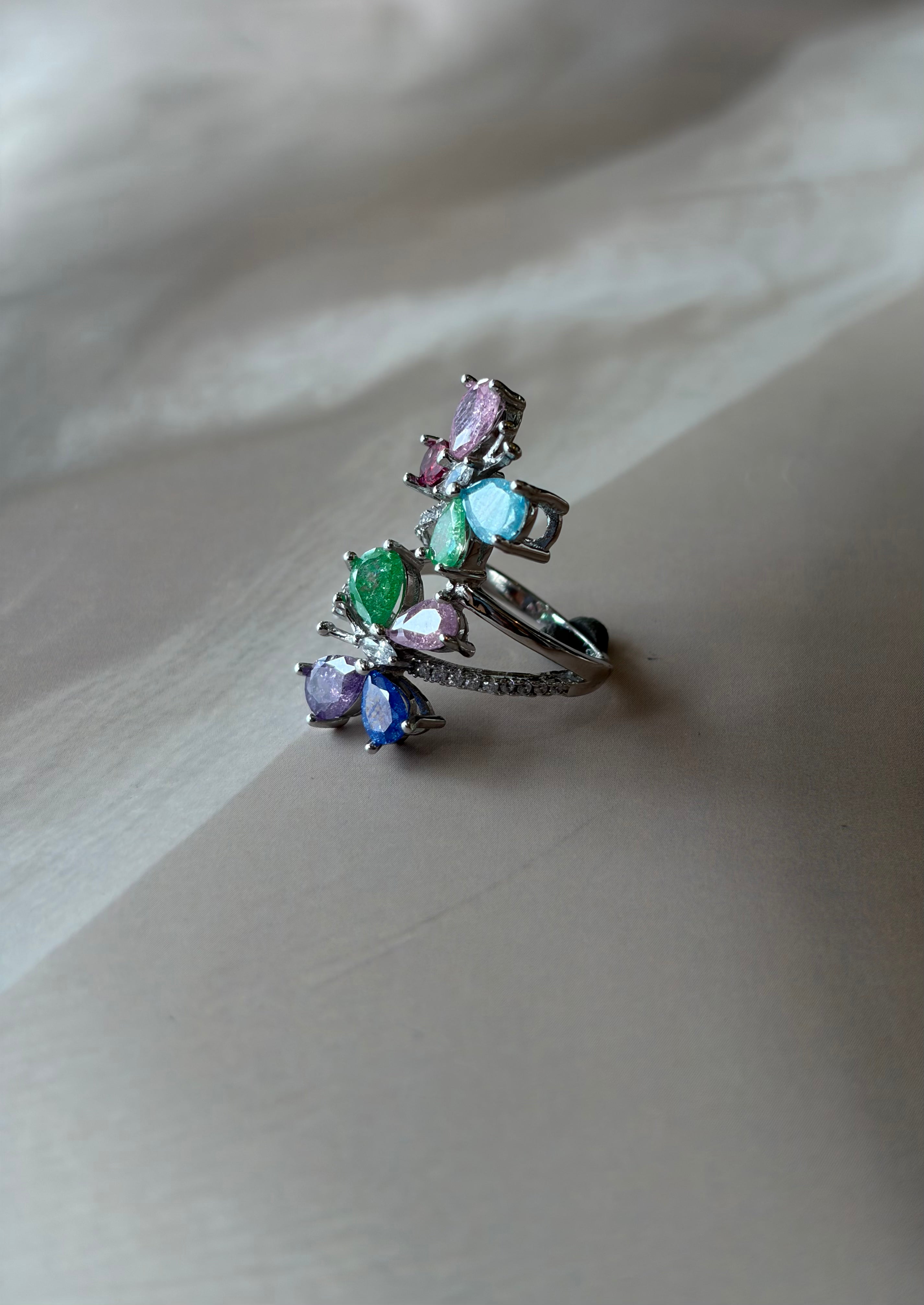 Butterfly Garden 925 Silver Statement Ring