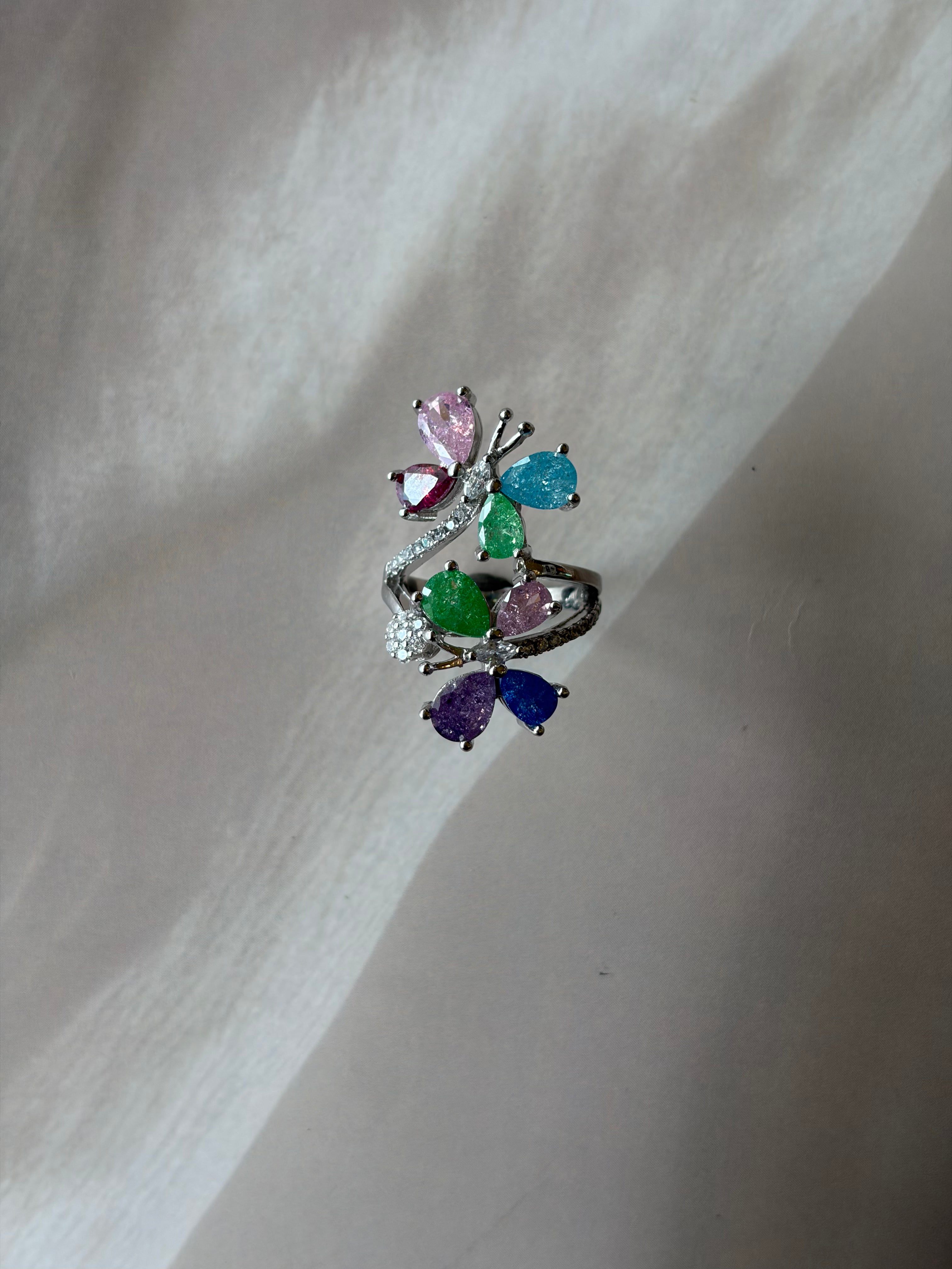 Butterfly Garden 925 Silver Statement Ring