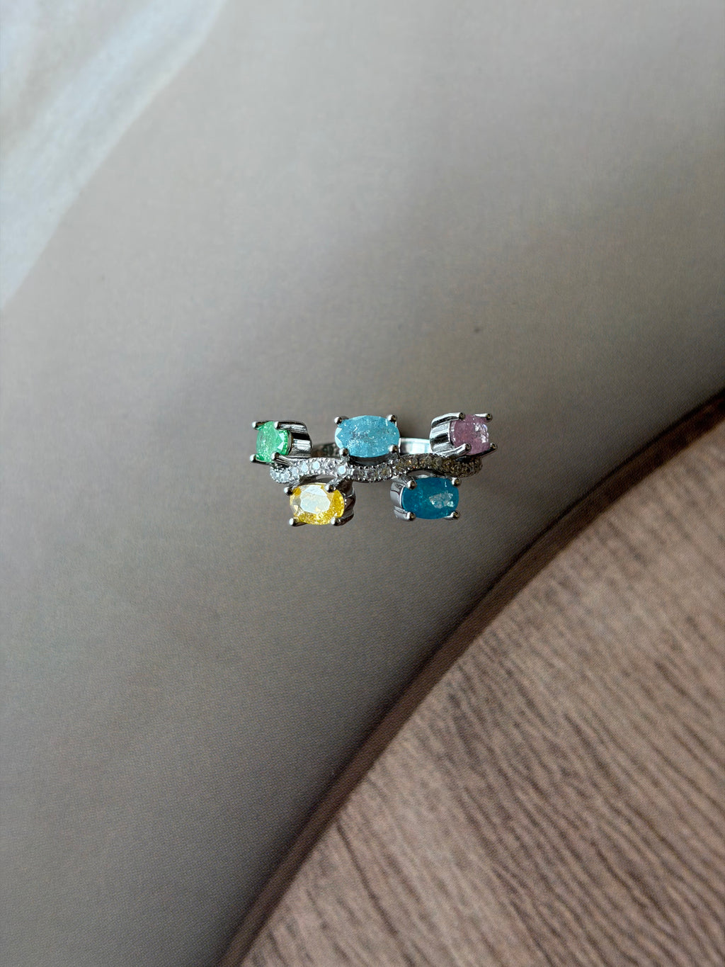 Aurora 925 Silver Multicolour Gemstone Ring