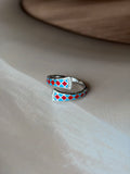 Mosaic 925 Silver Enamel Open Ring