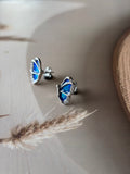 Aurelia 925 Silver Blue Enamel Butterfly Stud Earrings