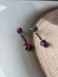 Ruhani Ruby-Tone Geometric Drop Earrings
