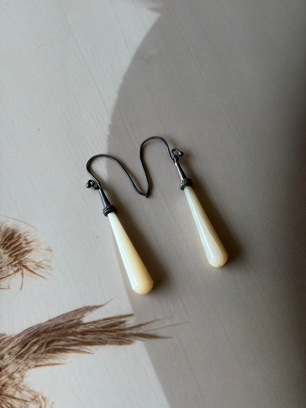 Eira 925 Silver Ivory Teardrop Drop Earrings