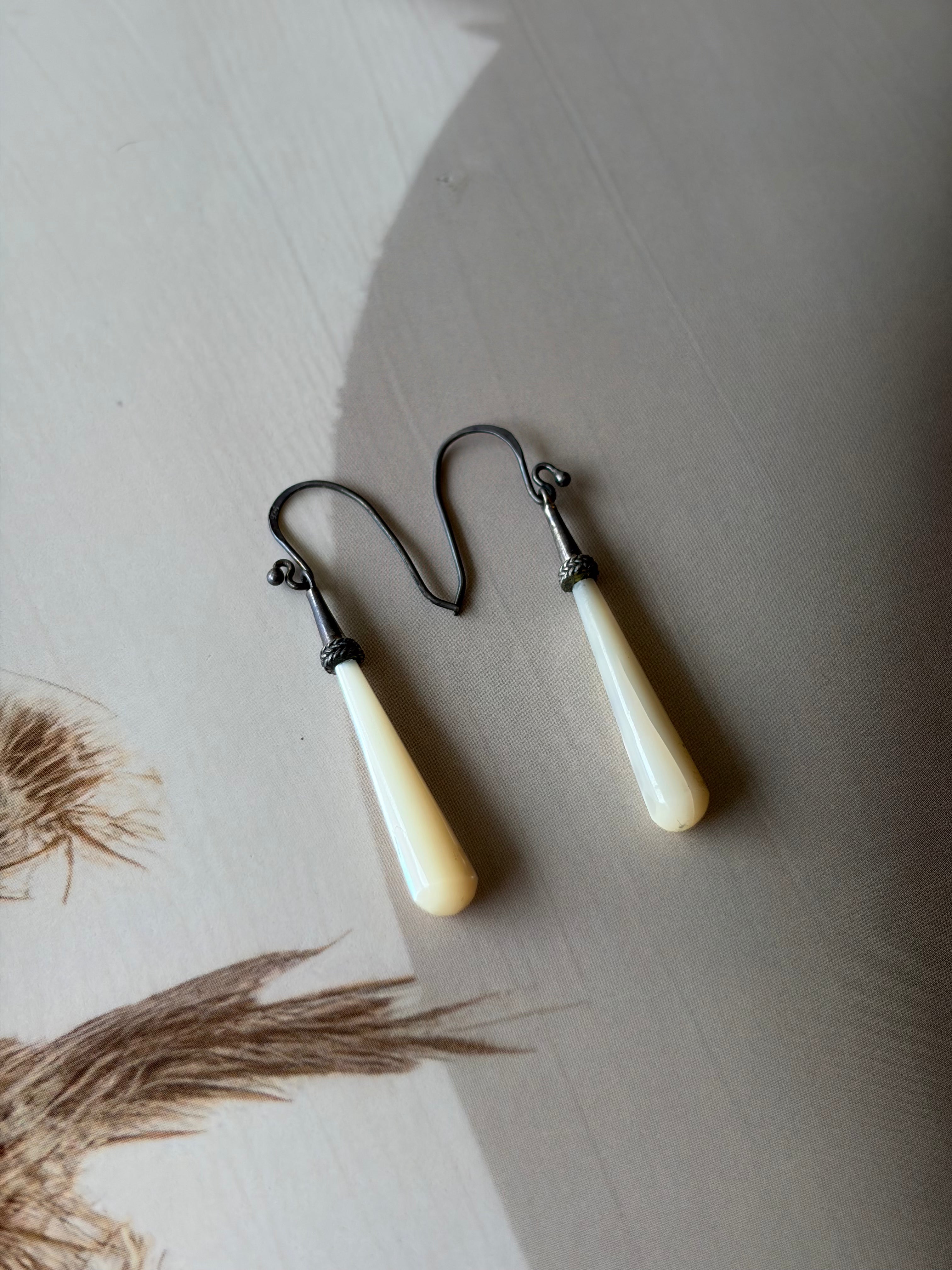 Eira 925 Silver Ivory Teardrop Drop Earrings