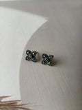 Maira 925 Silver Oxidised Floral Stud Earrings