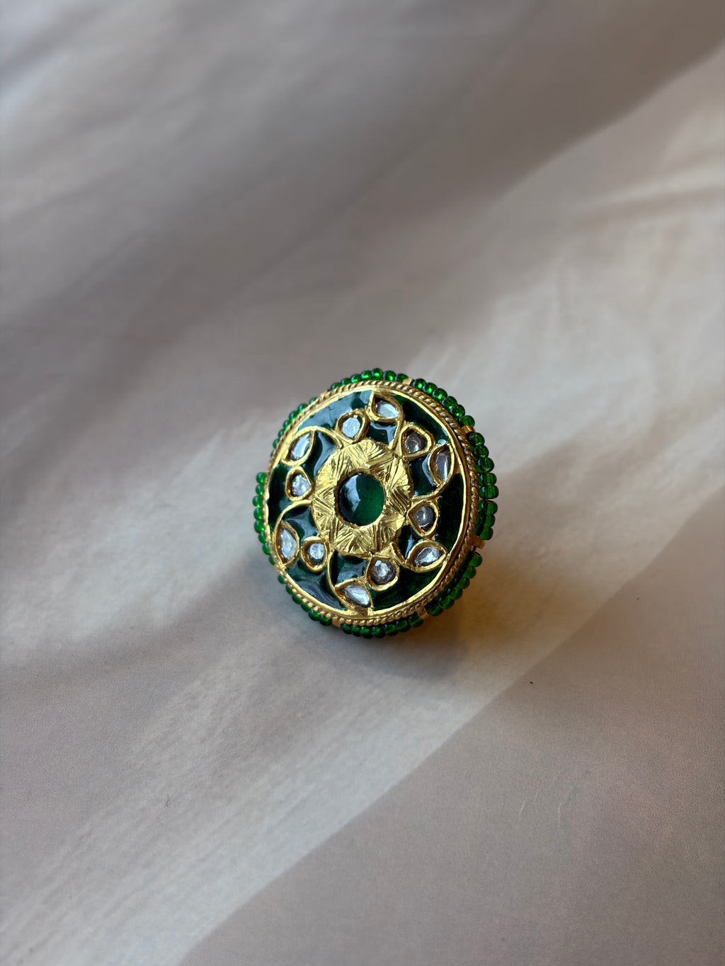 Green Meenakari Kundan Gold Plated Rakhadi