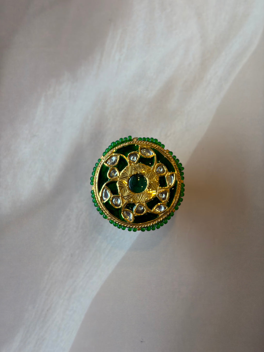 Green Meenakari Kundan Gold Plated Rakhadi