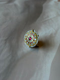Red & White Stone Gold Plated Rakhadi