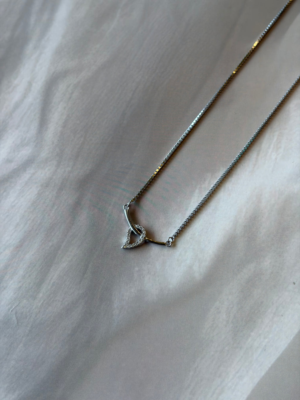 Minimal Diamond Pendant 925 Silver Chain Necklace