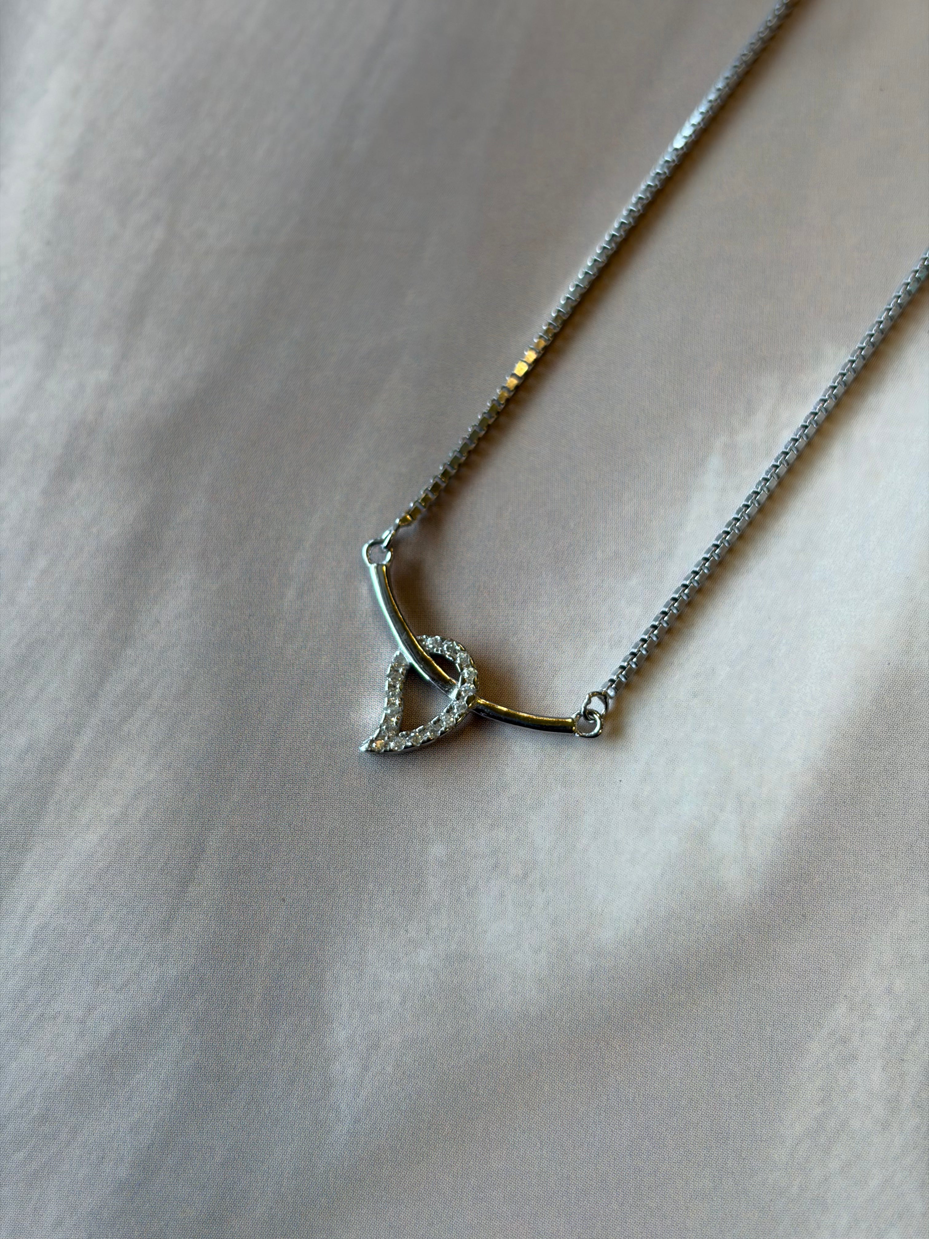 Minimal Diamond Pendant 925 Silver Chain Necklace
