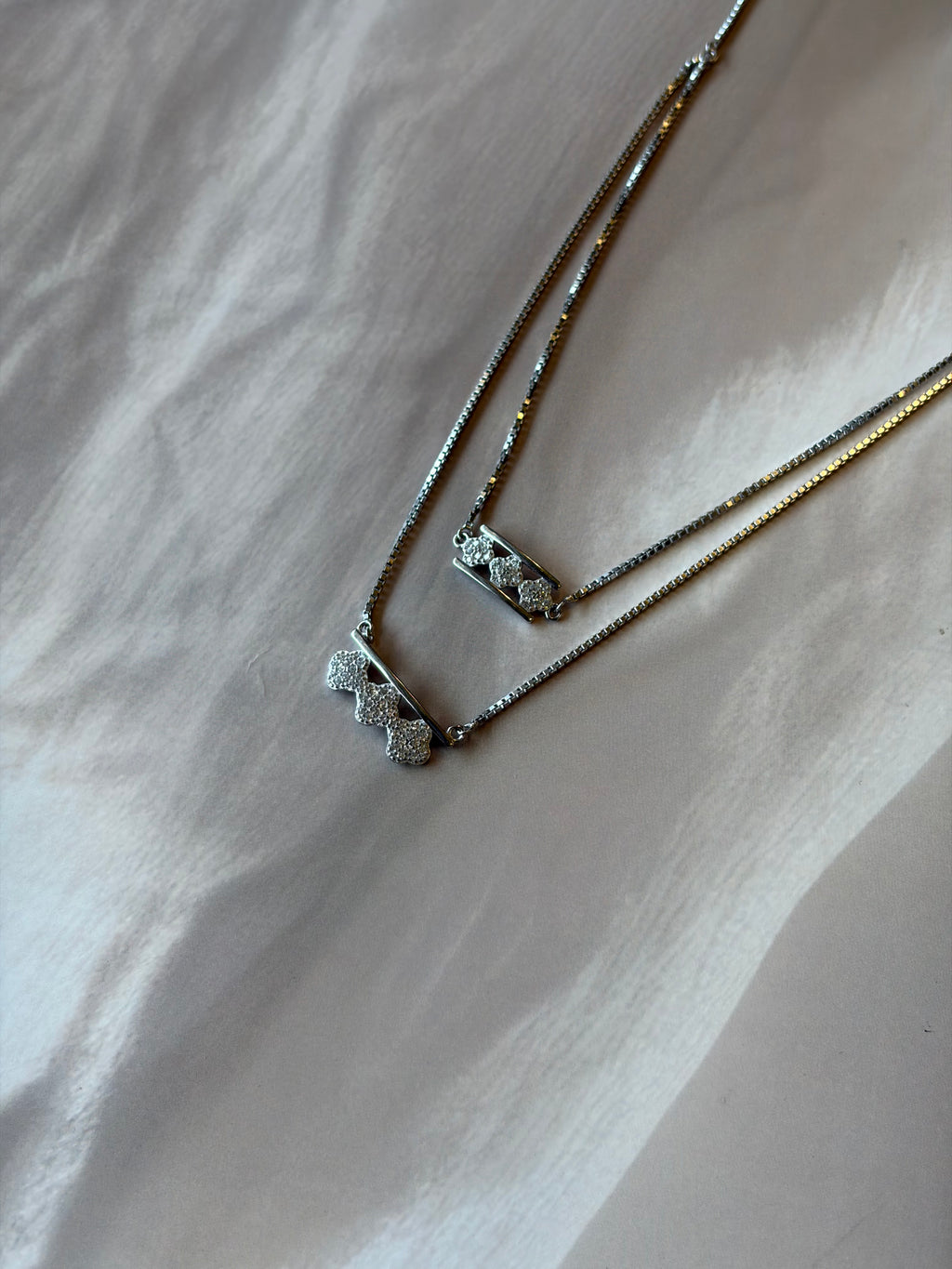 Short Chain Pendant 925 Silver Layered Necklace