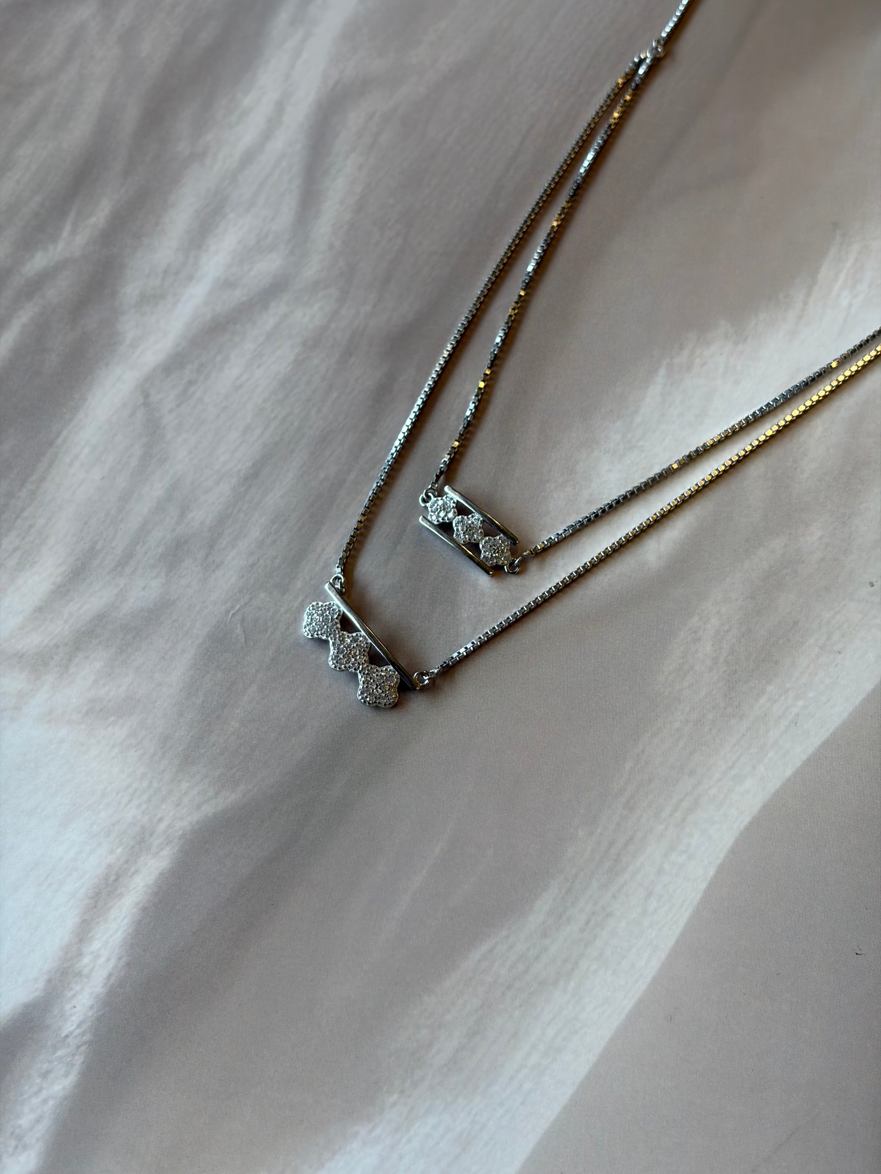 Short Chain Pendant 925 Silver Layered Necklace