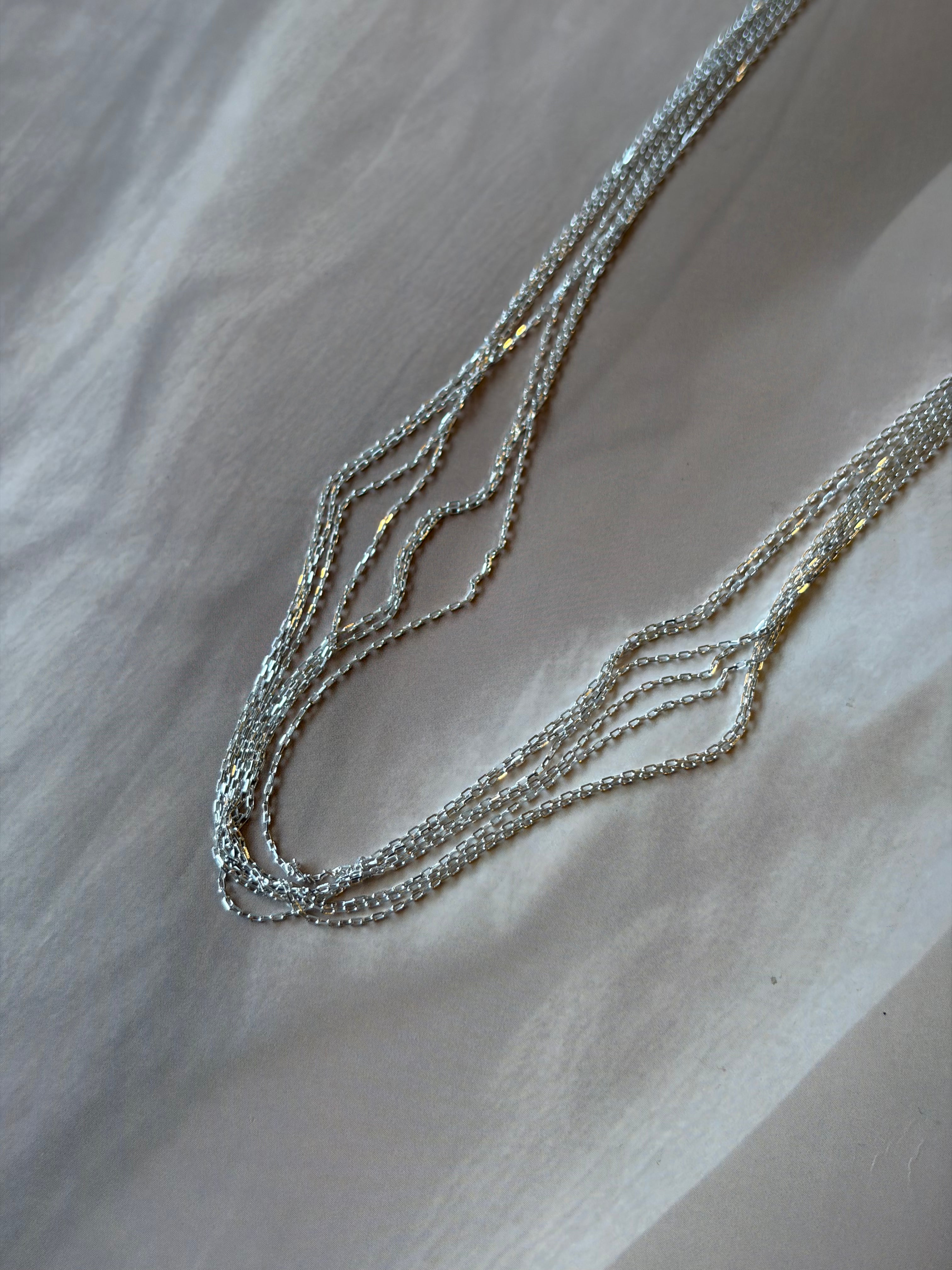Link Chain 925 Silver 7-Layer Necklace