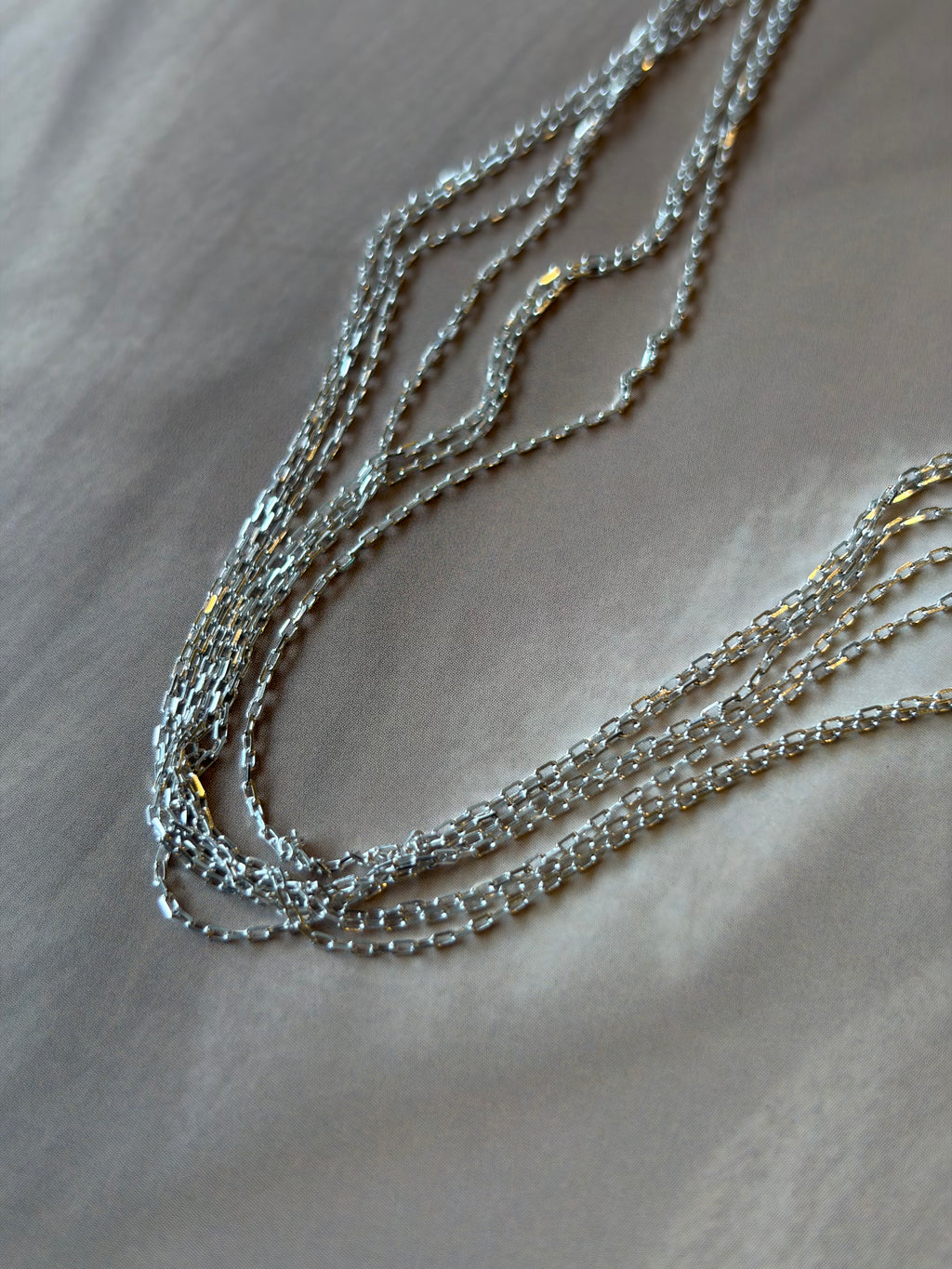 Link Chain 925 Silver 7-Layer Necklace