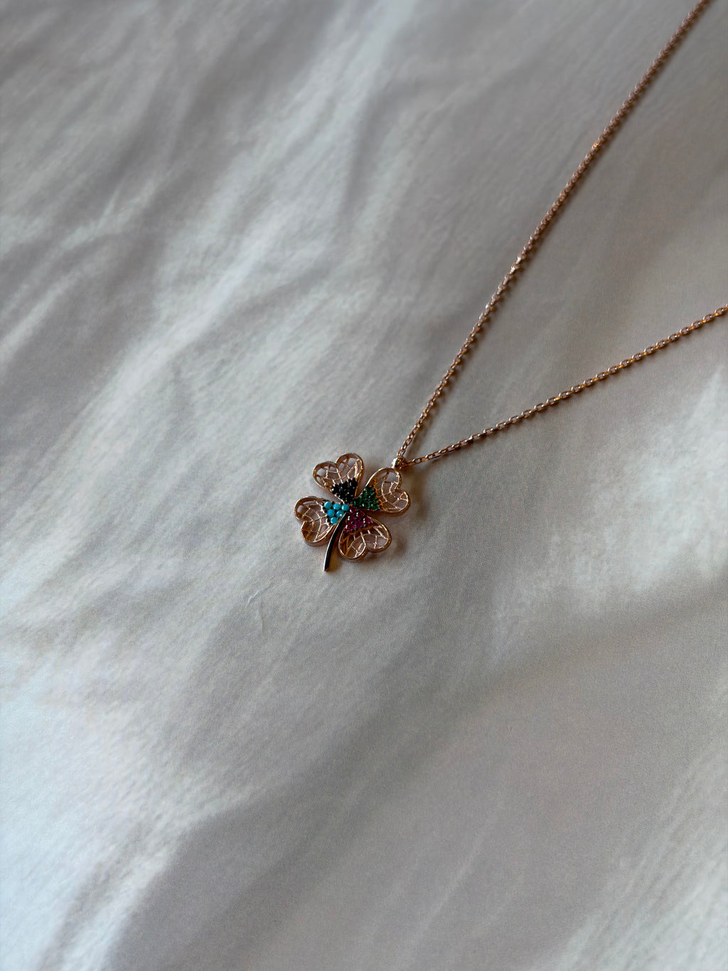 Floral Multicolour Diamond Gold Plated Pendant Necklace