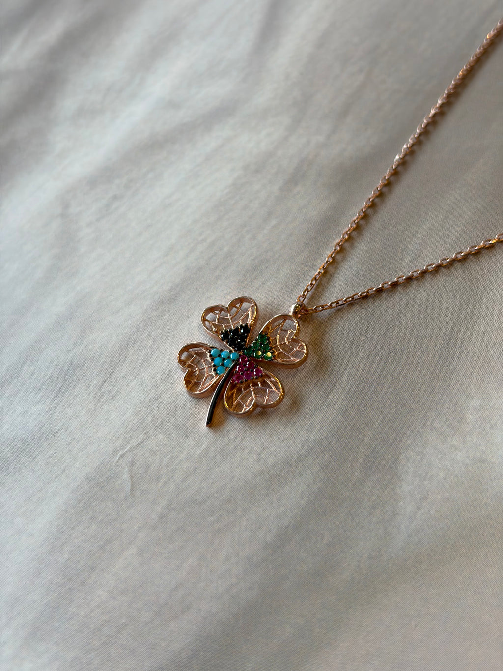 Floral Multicolour Diamond Gold Plated Pendant Necklace