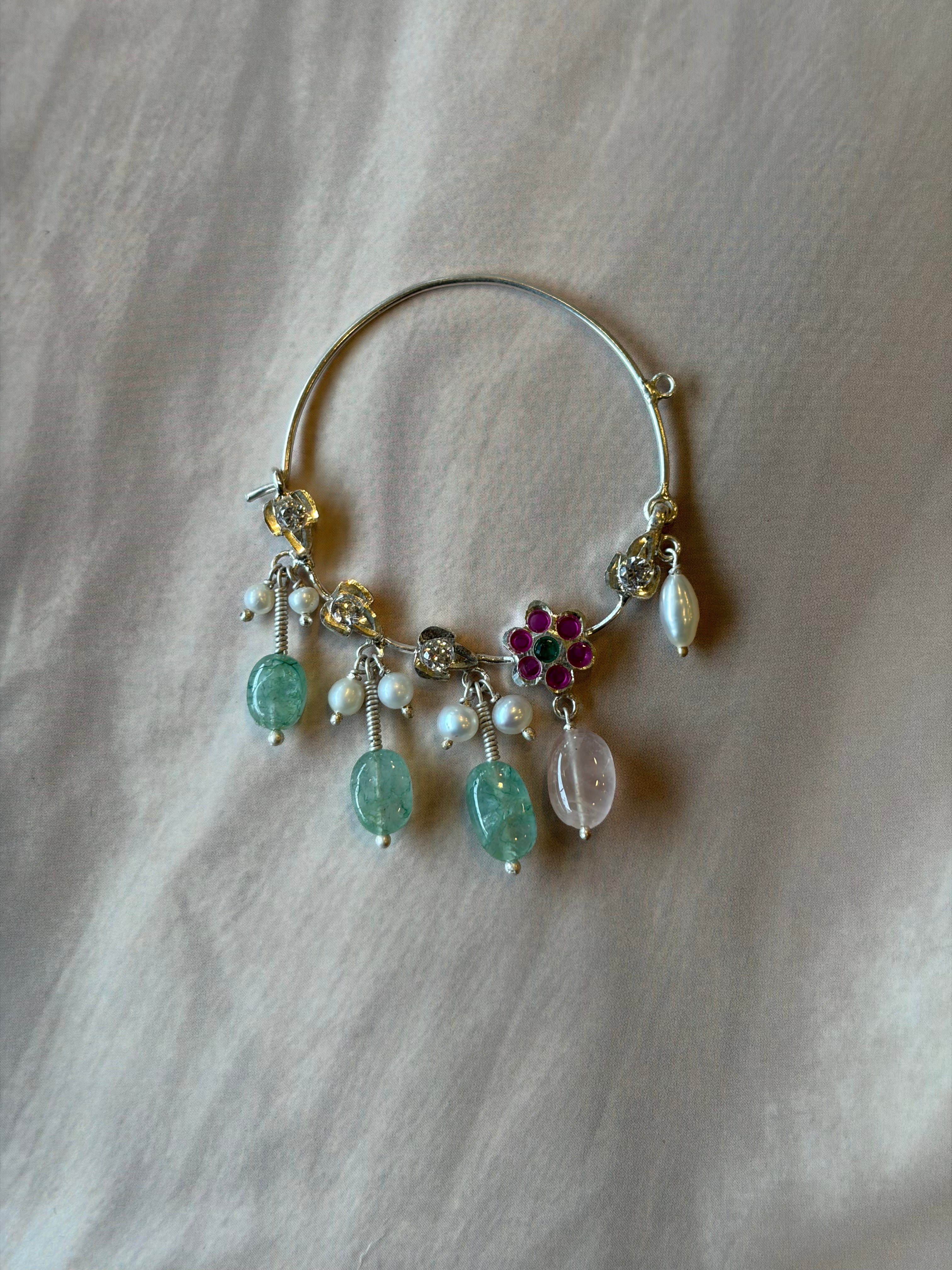 Floral 925 Silver Nath