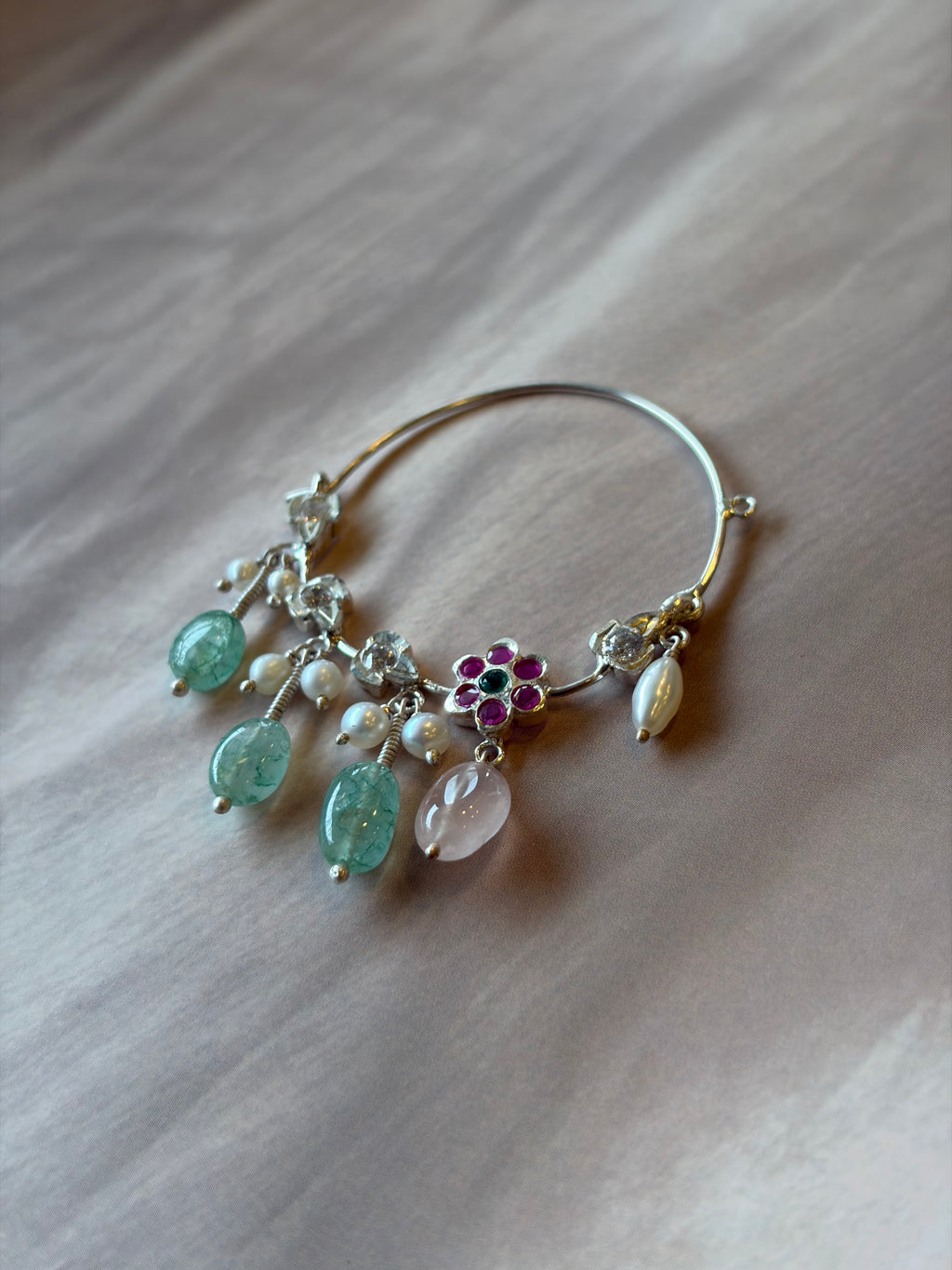 Floral 925 Silver Nath