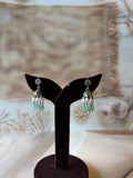 Oxidised 925 Silver Jhumka with White & Green Beads