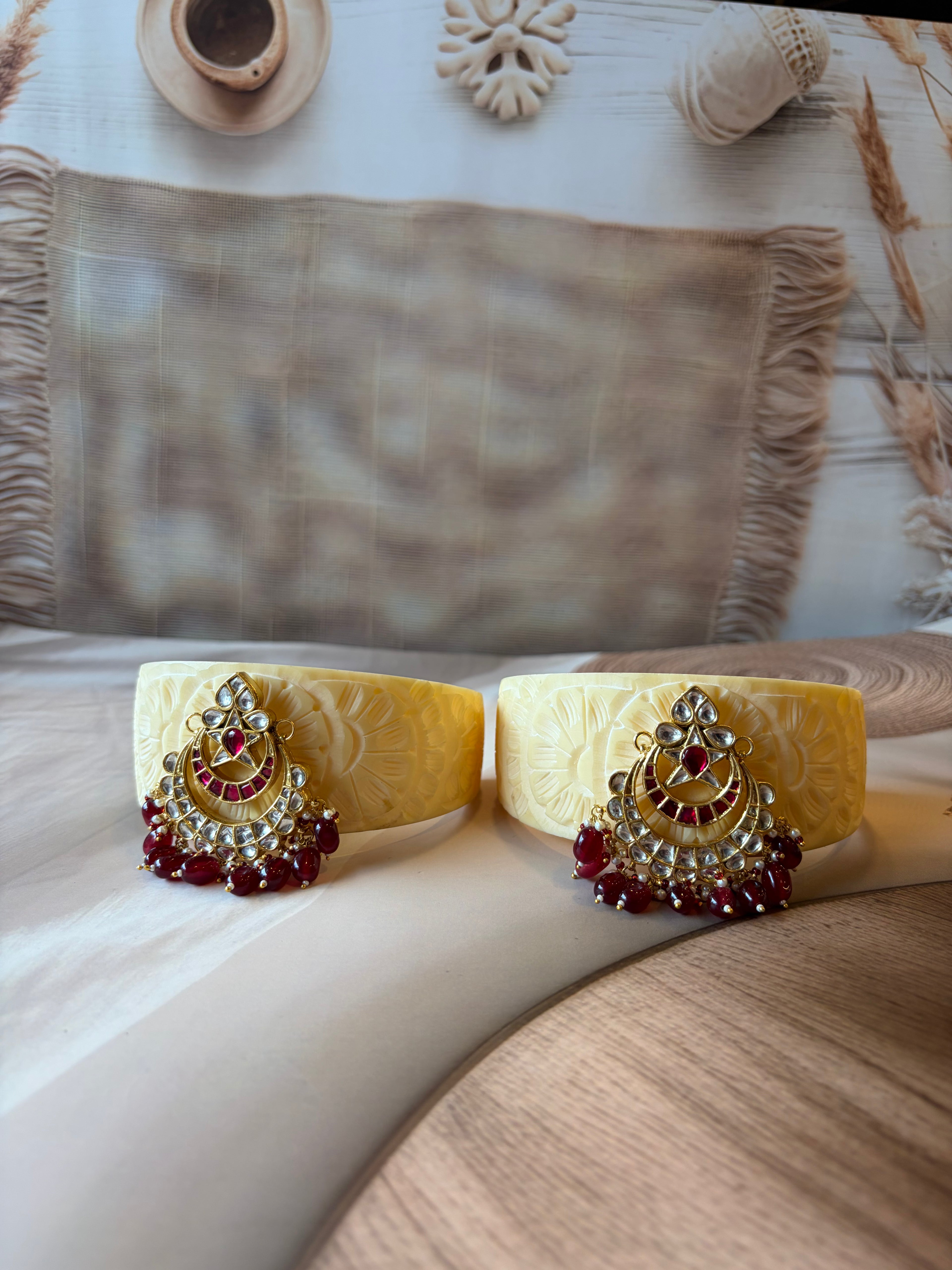 Star 925 Silver Gold Plated Baju with Red & White Stones