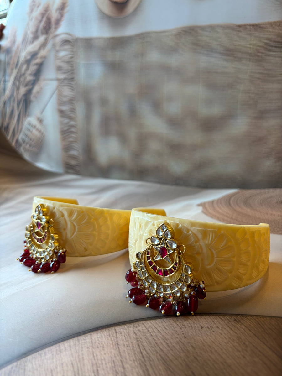 Star 925 Silver Gold Plated Baju with Red & White Stones