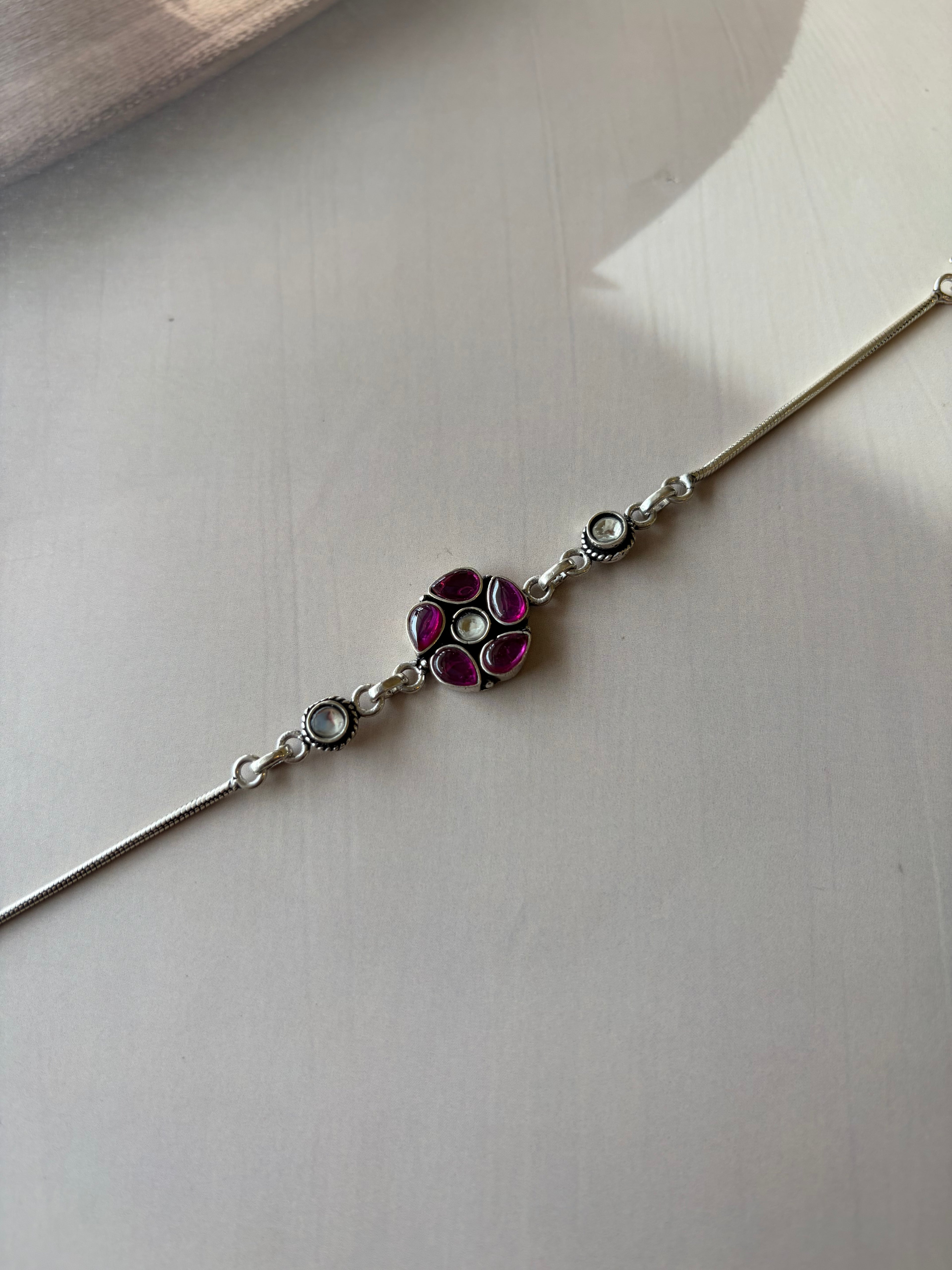 Gulab 925 Silver Stone Bracelet