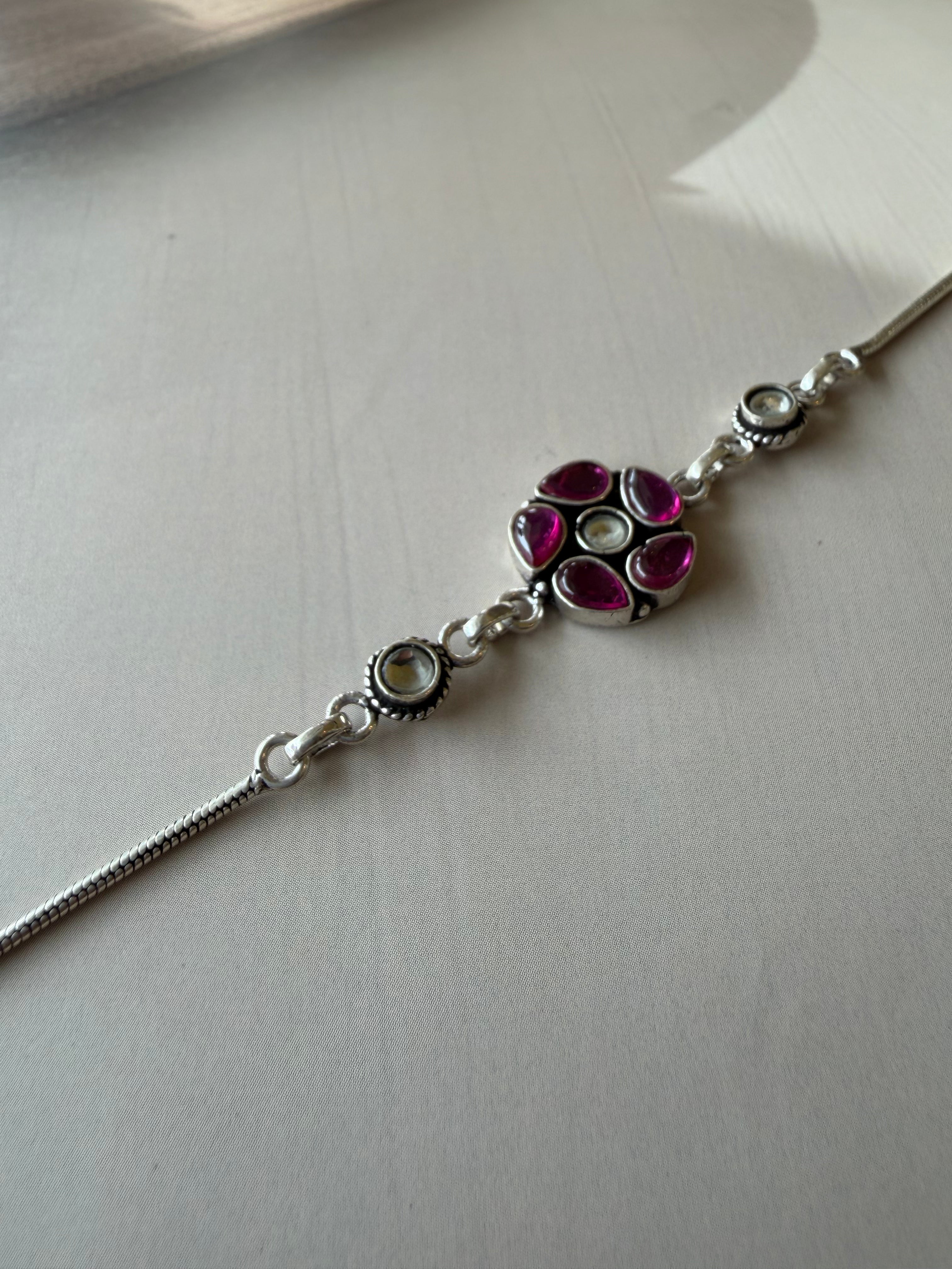 Gulab 925 Silver Stone Bracelet