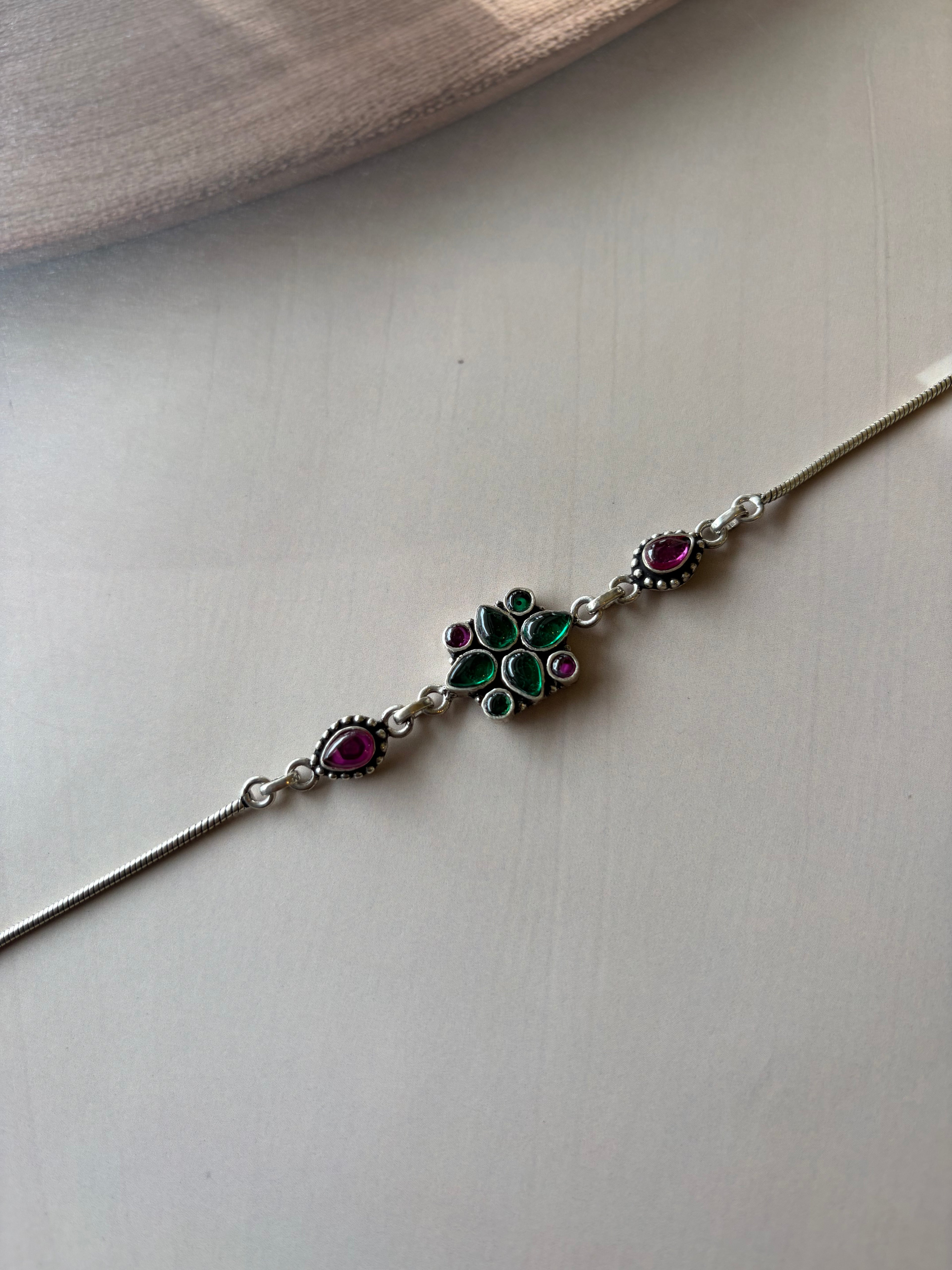 Gul 925 Silver Floral Stone Bracelet