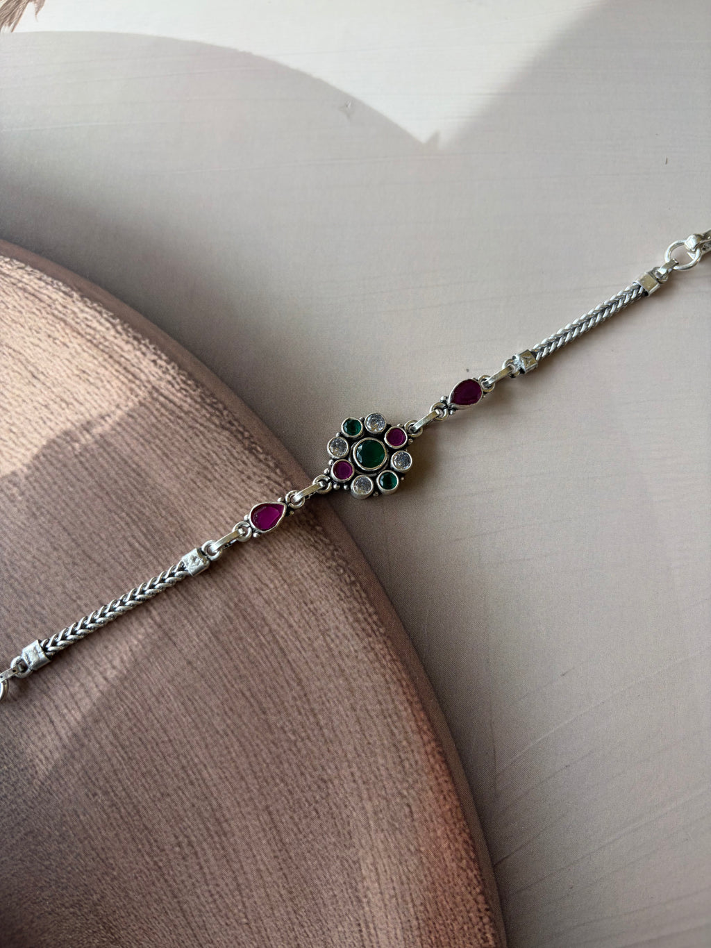 Riva 925 Silver Floral Stone Bracelet