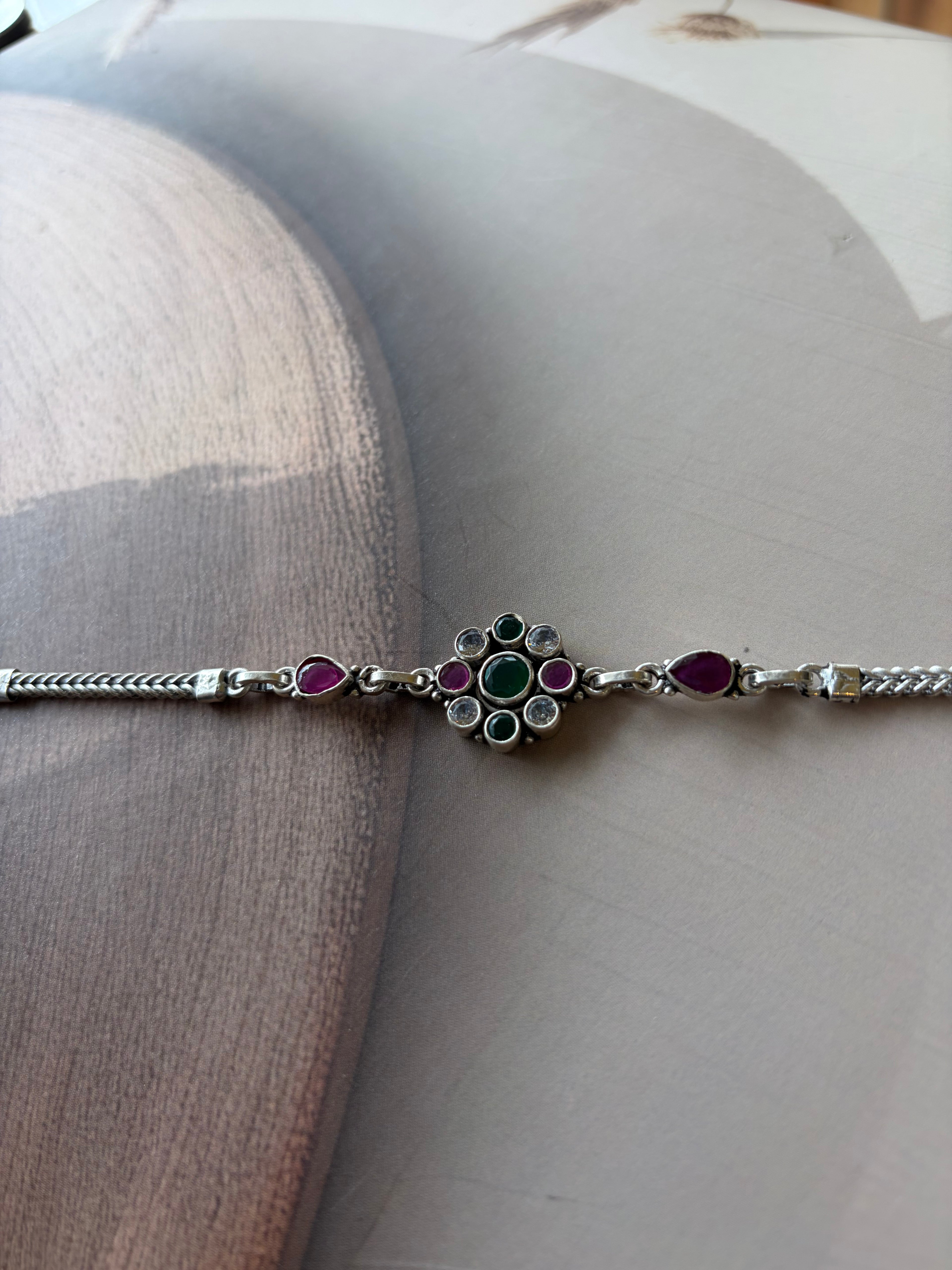 Riva 925 Silver Floral Stone Bracelet