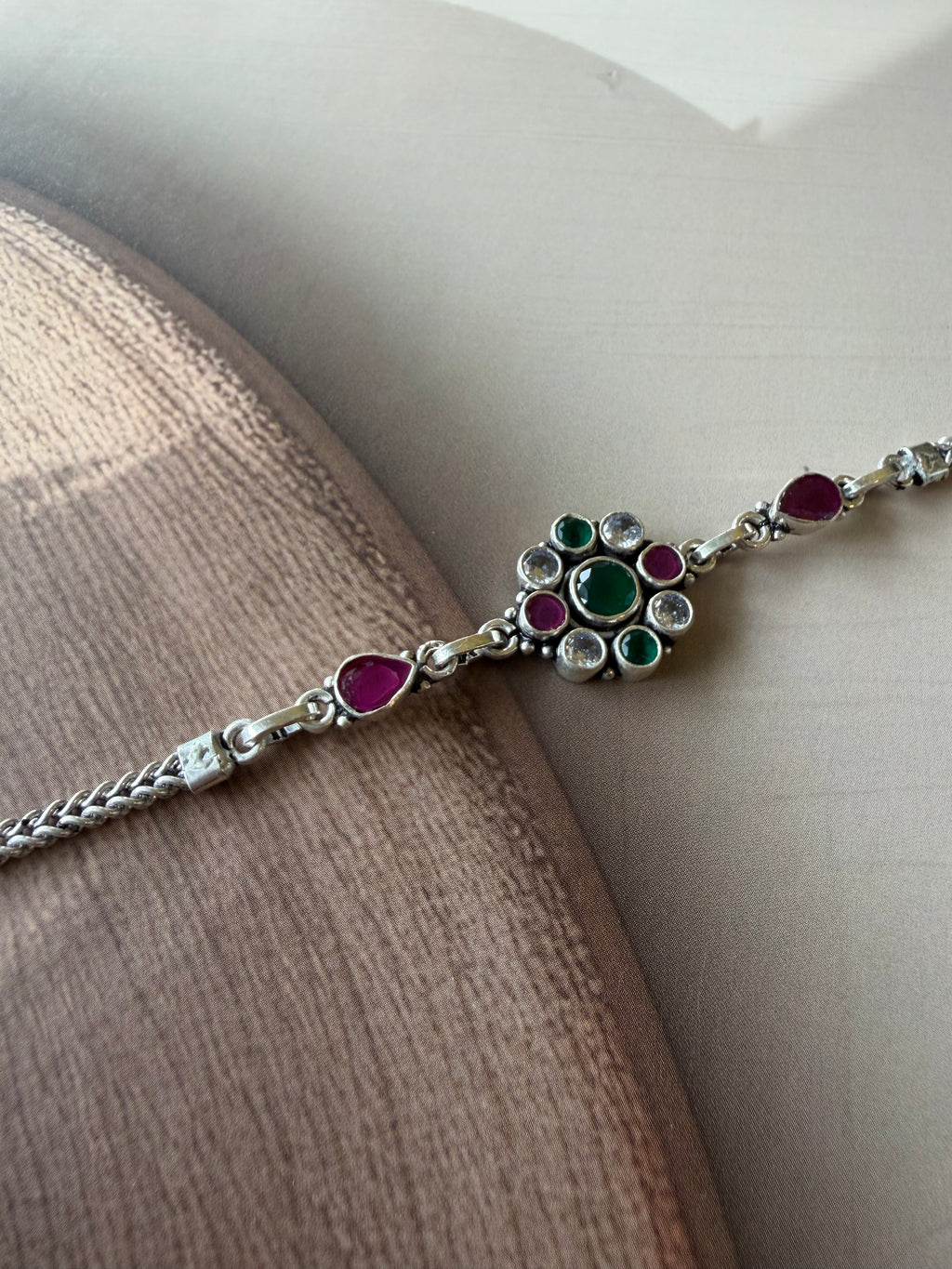 Riva 925 Silver Floral Stone Bracelet