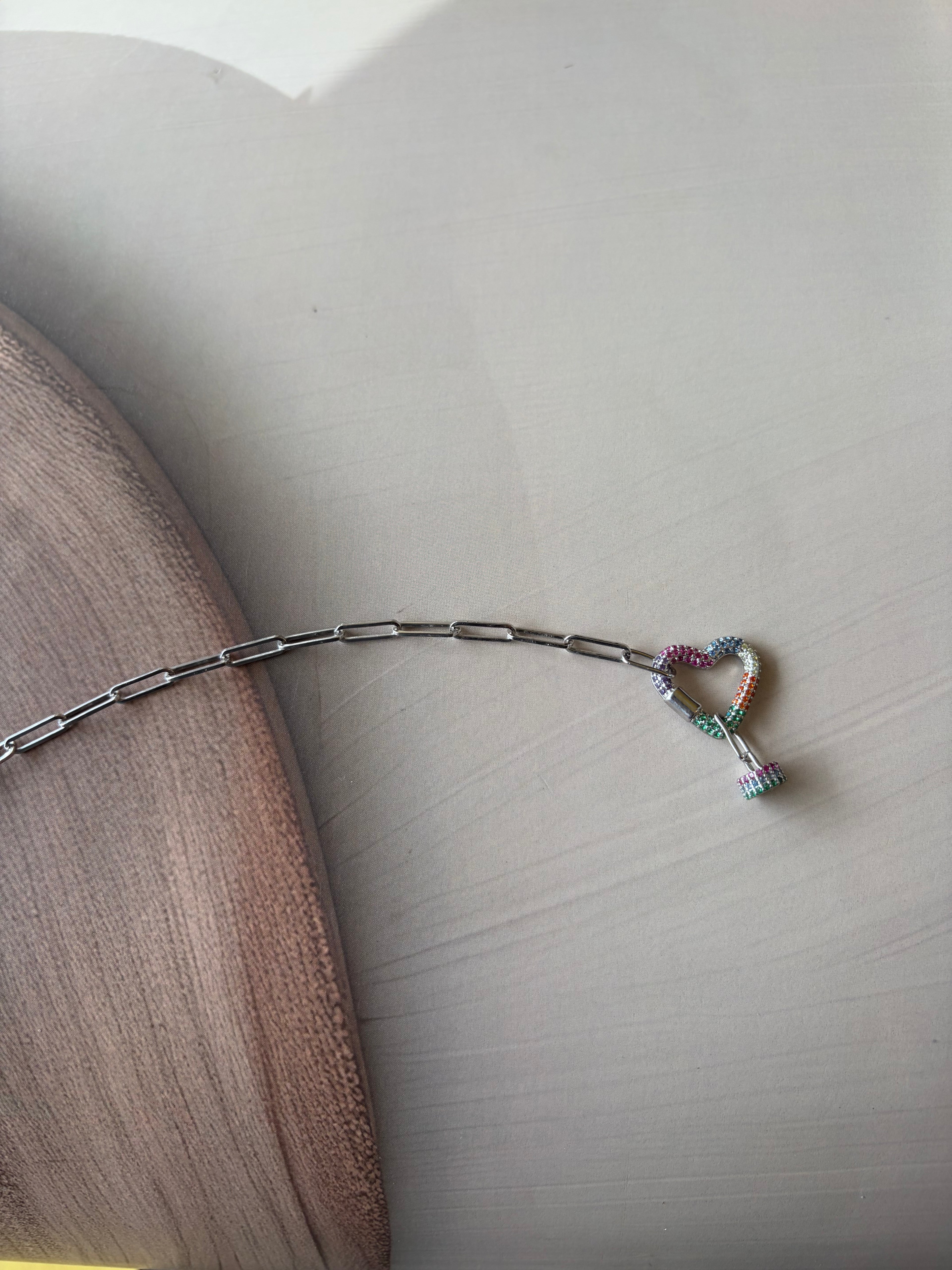 Rainbow 925 Silver Heart Bracelet