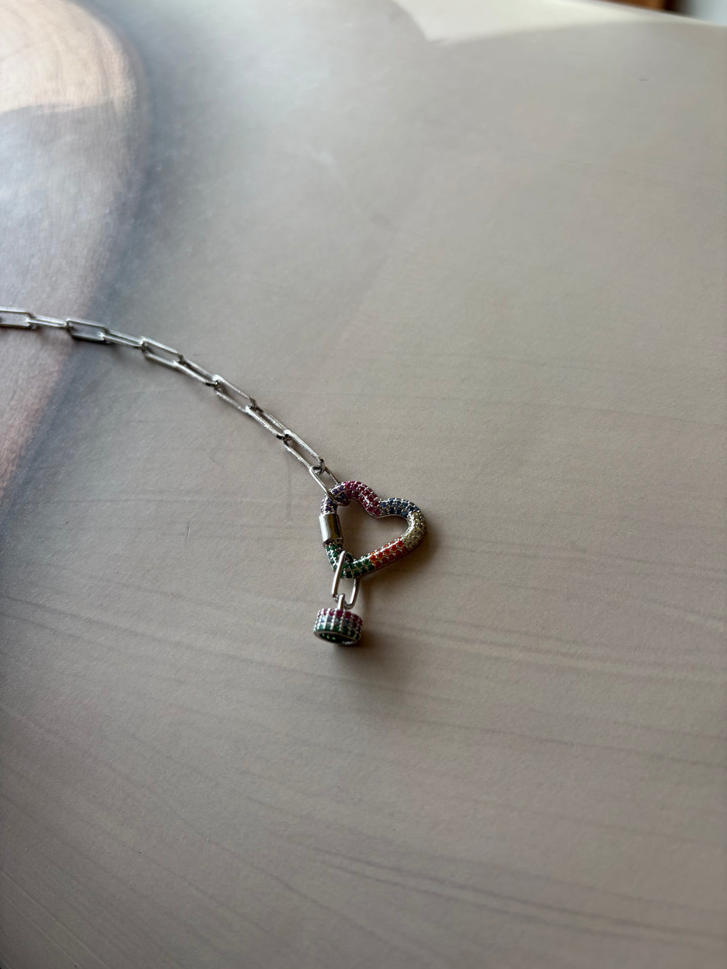 Rainbow 925 Silver Heart Bracelet