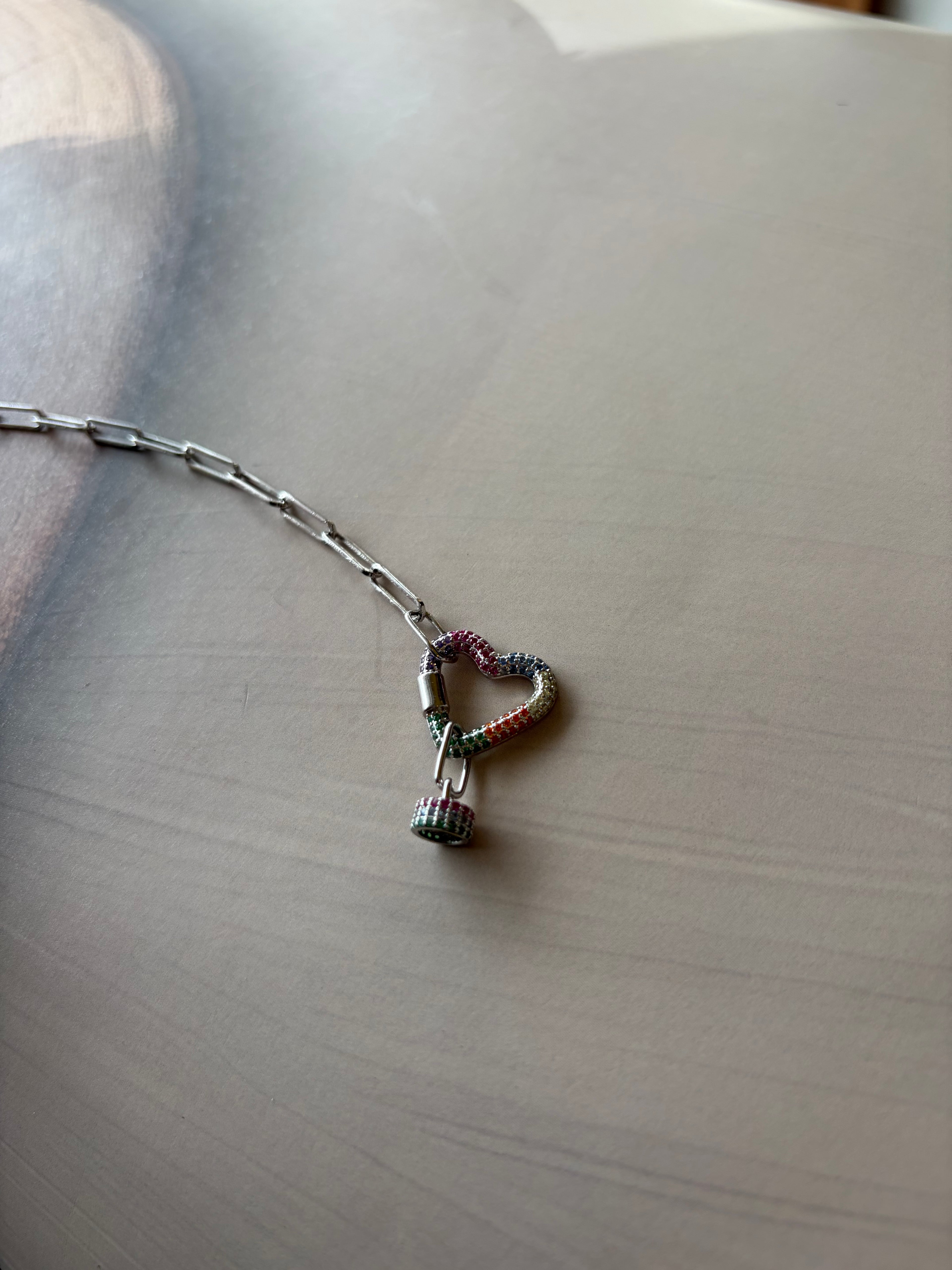 Rainbow 925 Silver Heart Bracelet