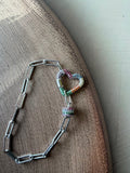 Rainbow 925 Silver Heart Bracelet