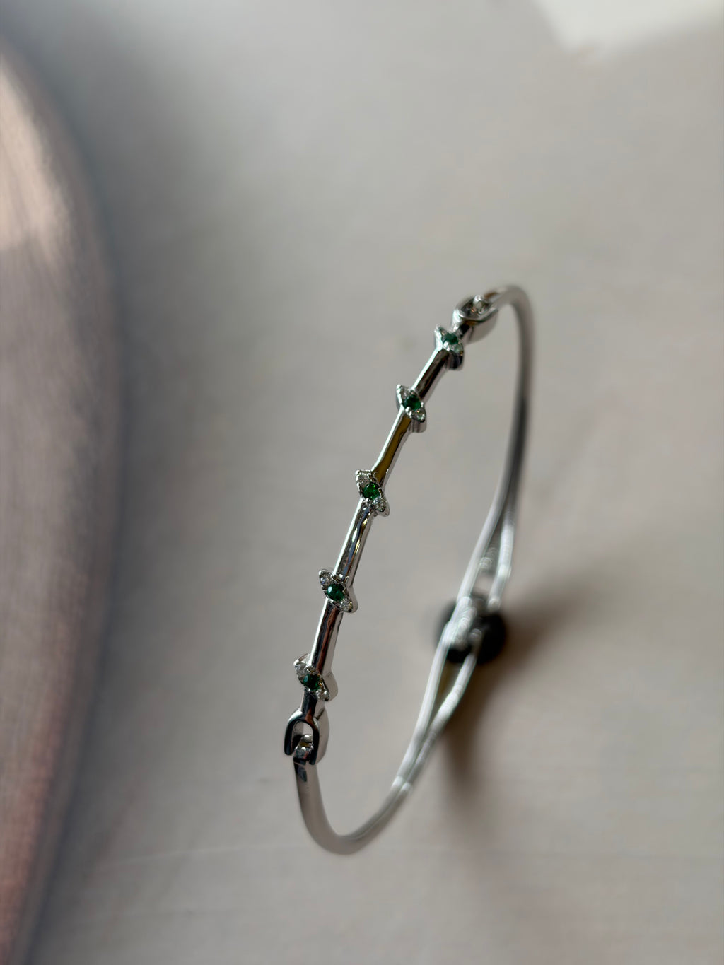 Emerald 925 Silver Stone Kada