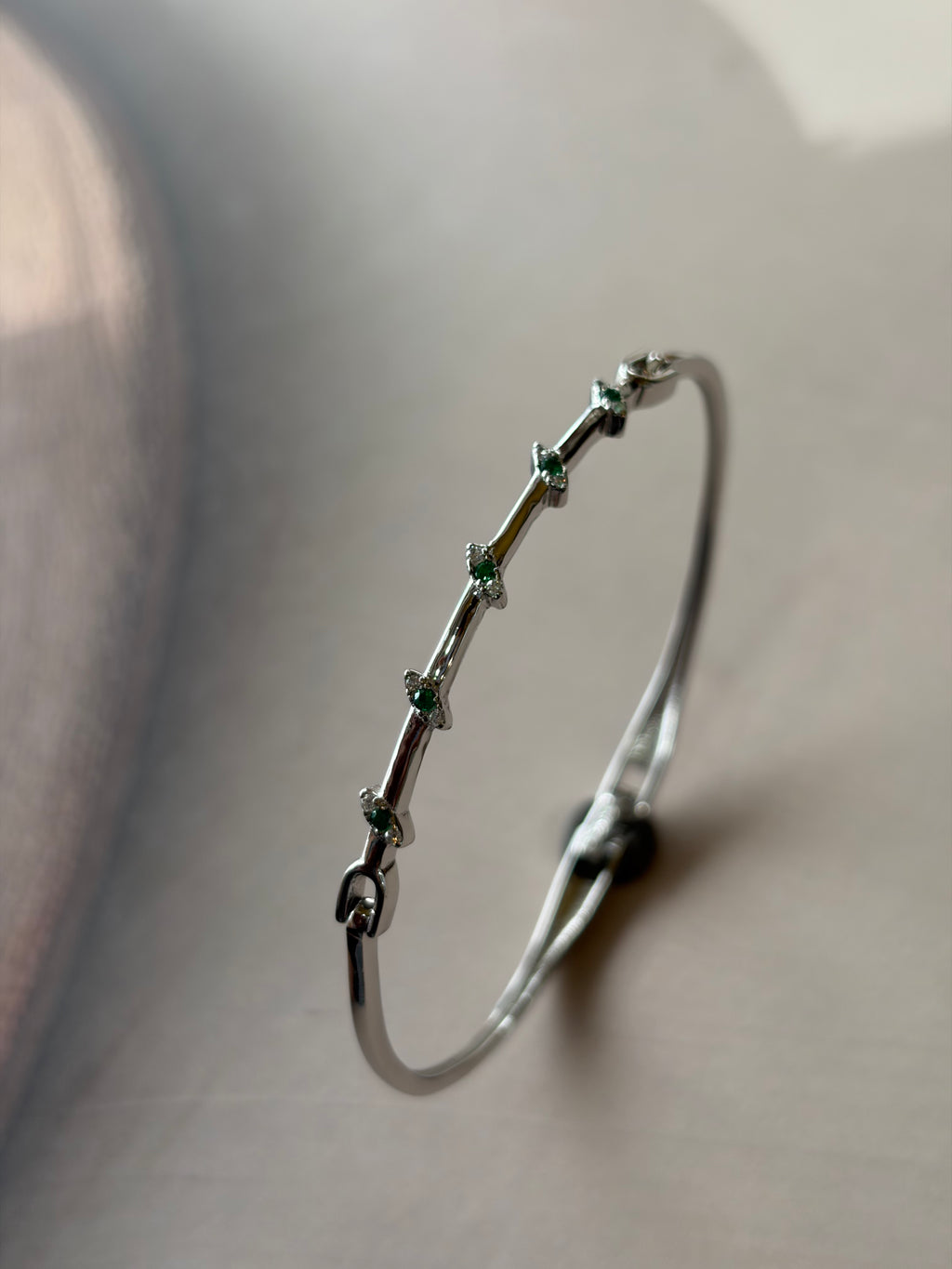 Emerald 925 Silver Stone Kada