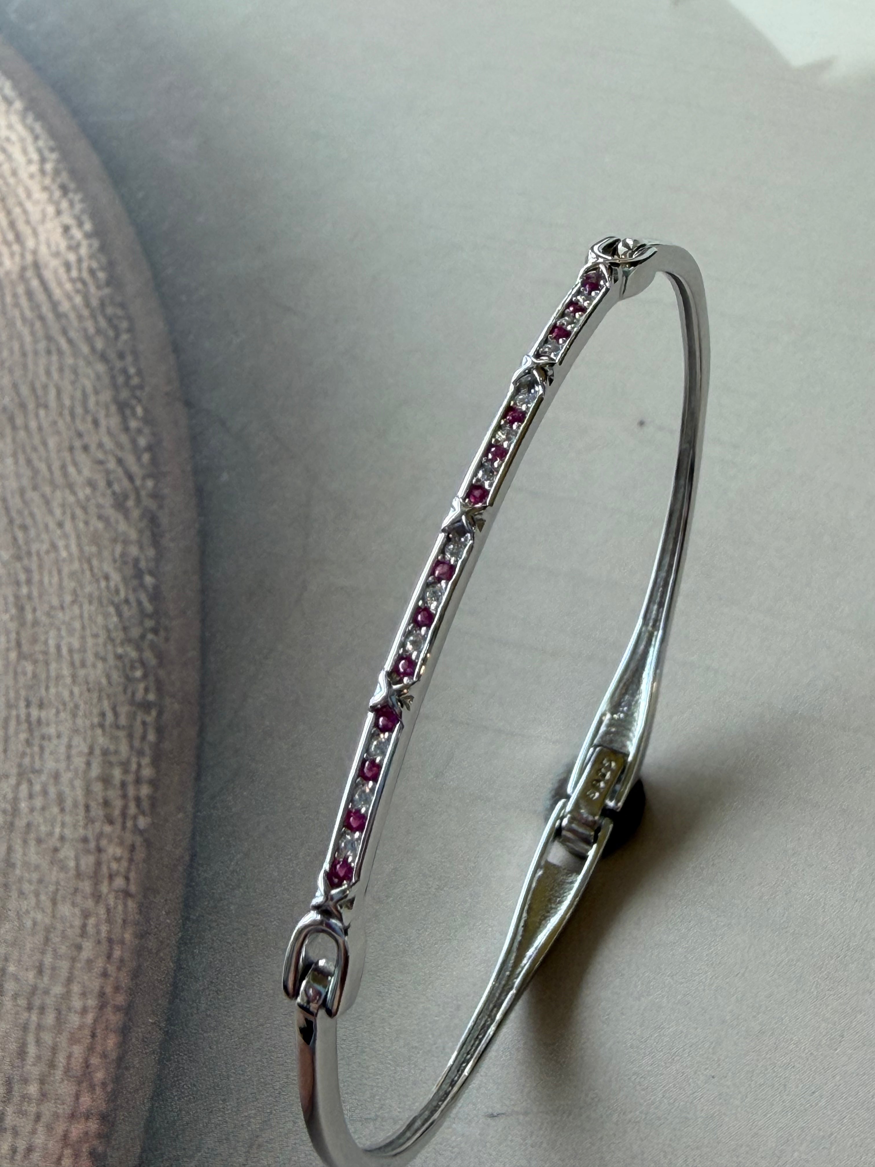 Ruby 925 Silver Stone Kada