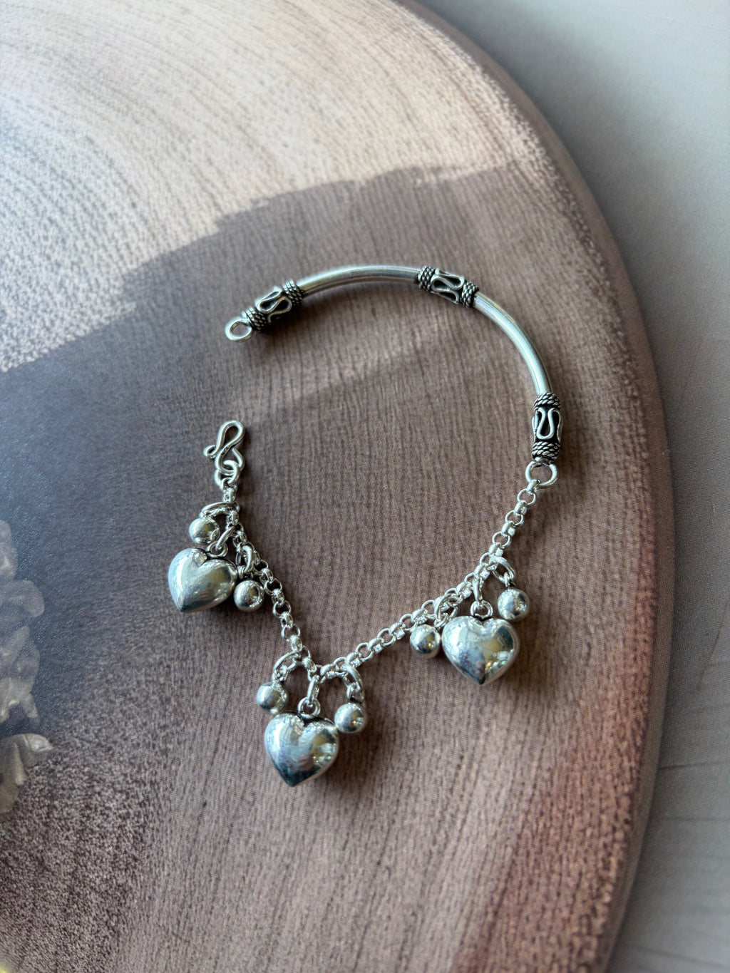 Misha 925 Silver Heart Charm Bracelet