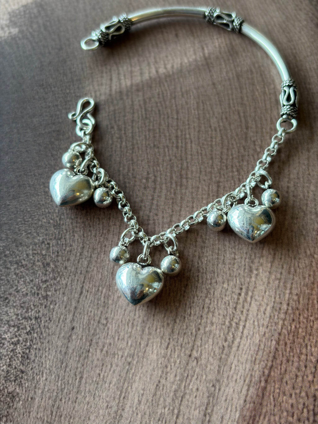 Misha 925 Silver Heart Charm Bracelet