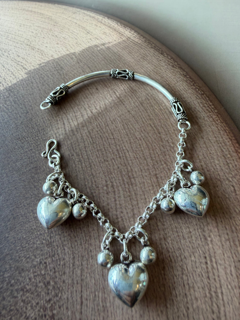 Misha 925 Silver Heart Charm Bracelet