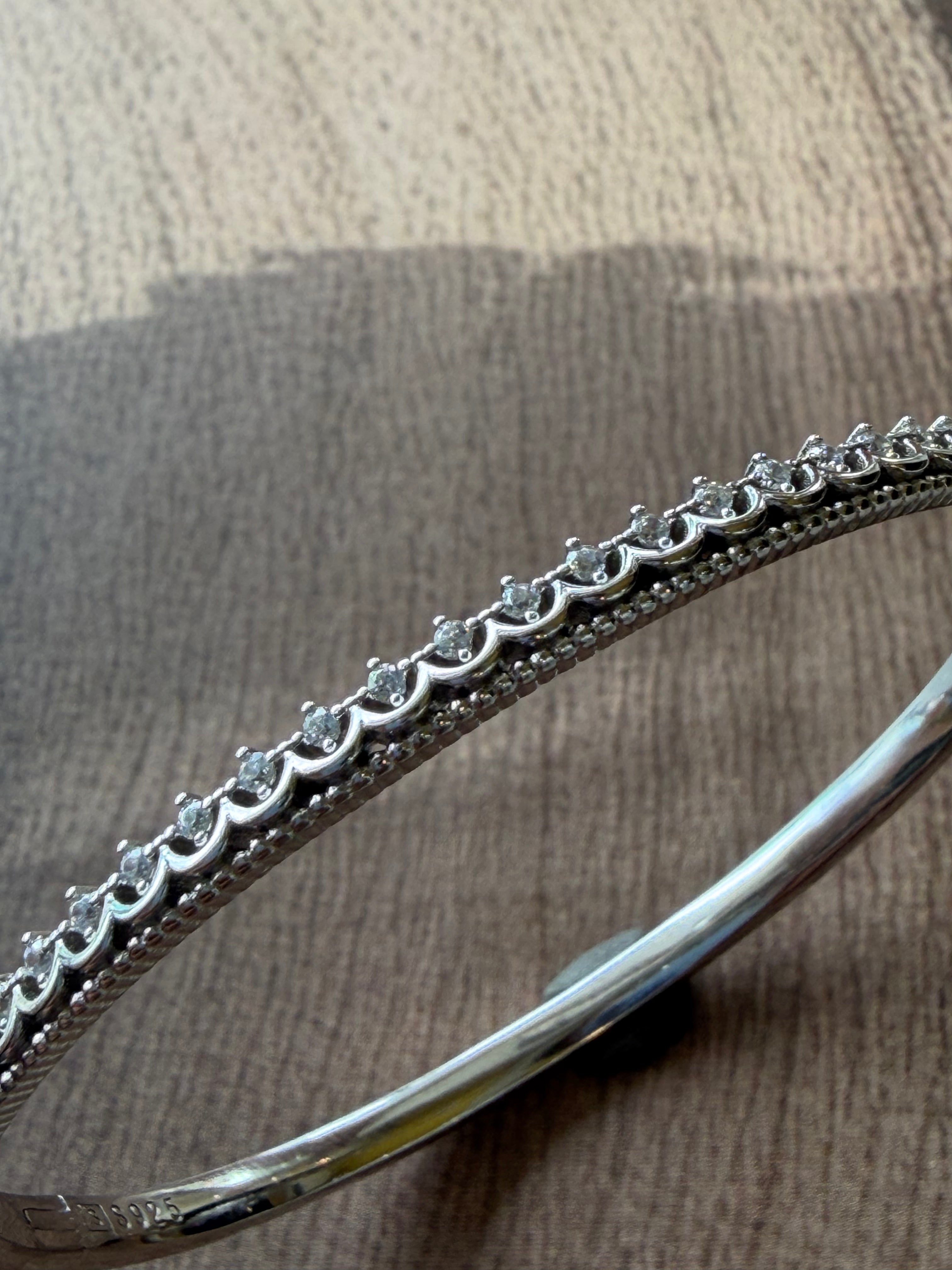 Aadhya 925 Silver Stone Kada